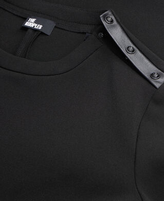 The Kooples F BLACK short crepe dress with leather details