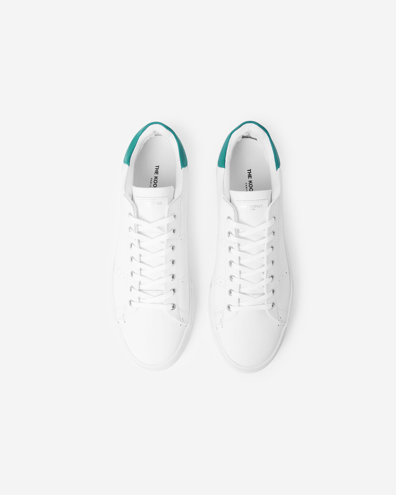 The Kooples HOMME WHITE / GREEN baskets basses blanches cuir empiècement vert