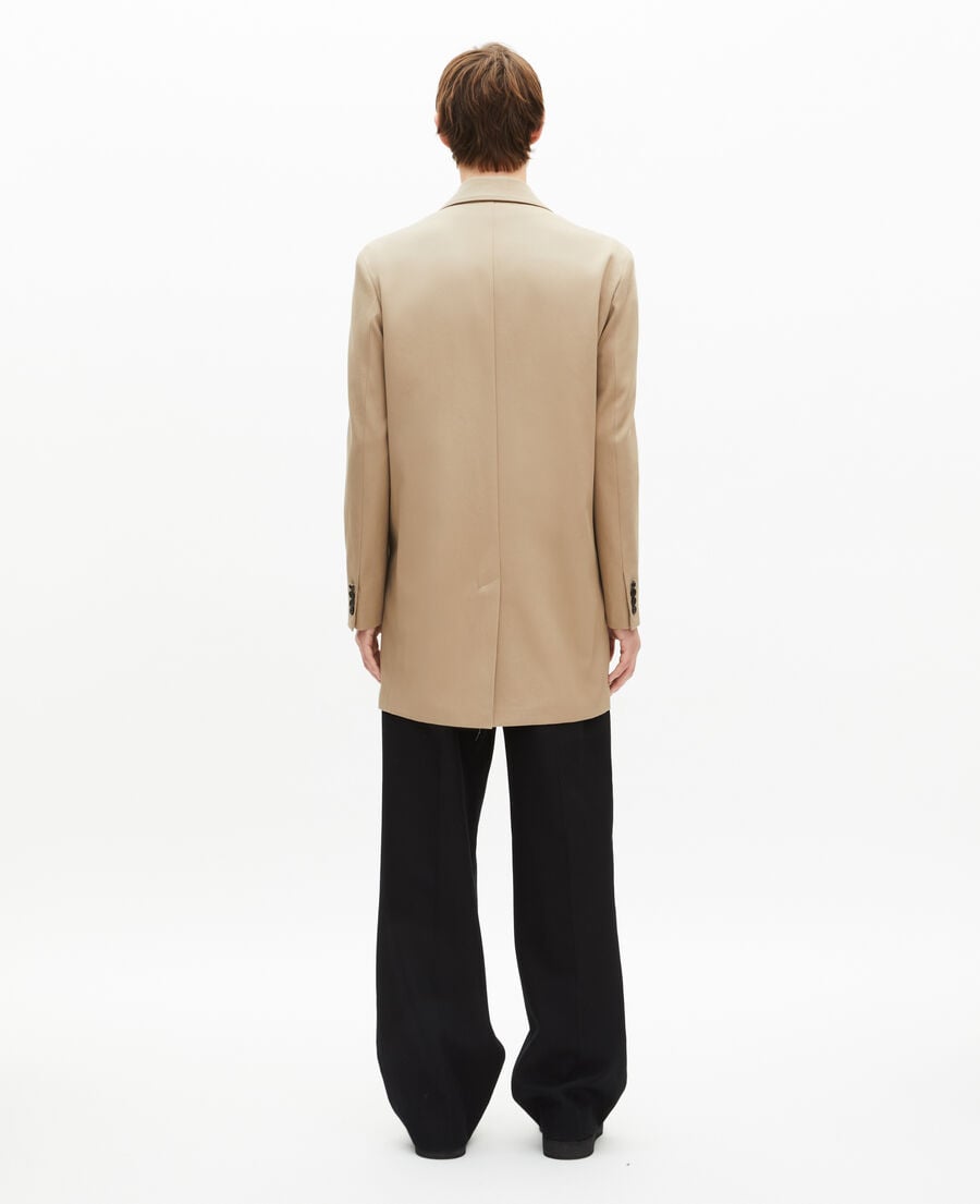 The Kooples H SAND beige long double-breasted jacket