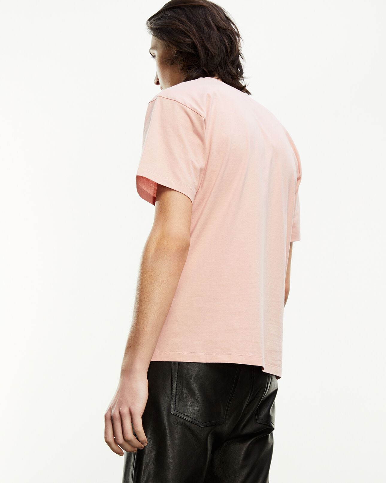 The Kooples HOMME LIGHT PINK t-shirt rose coton à logo imprimé