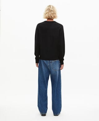 The Kooples HOMME BLACK pull col v en cachemire noir