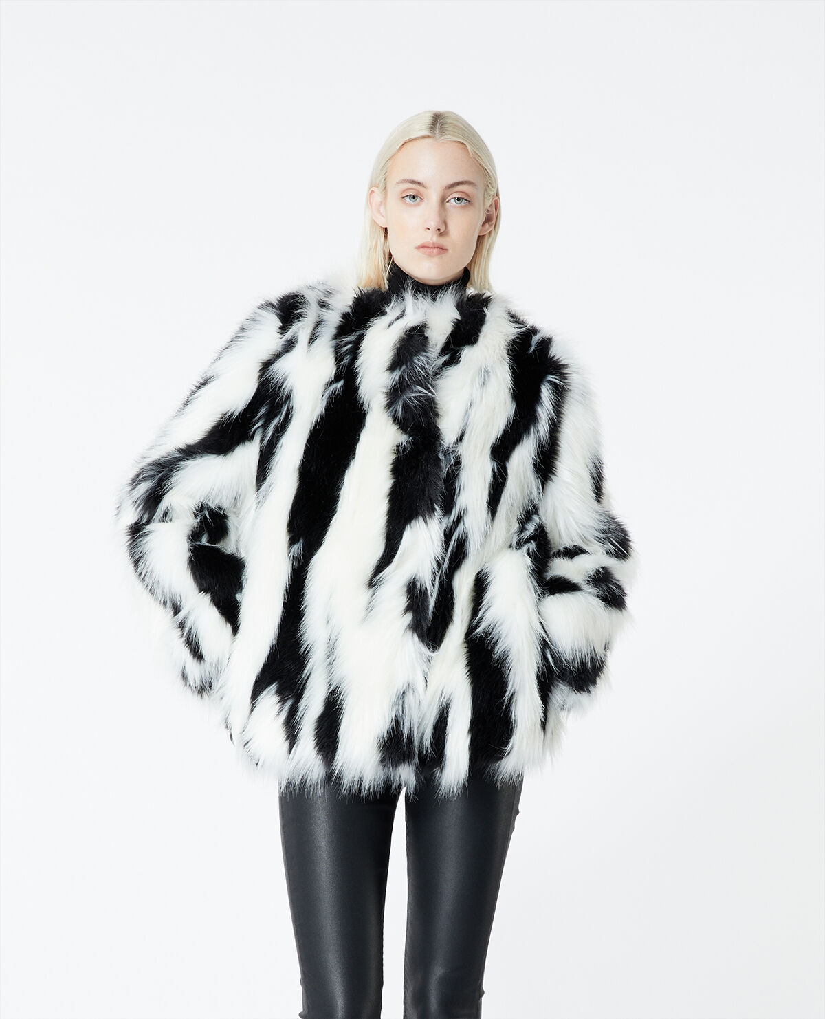 Two tone discount faux fur jacket