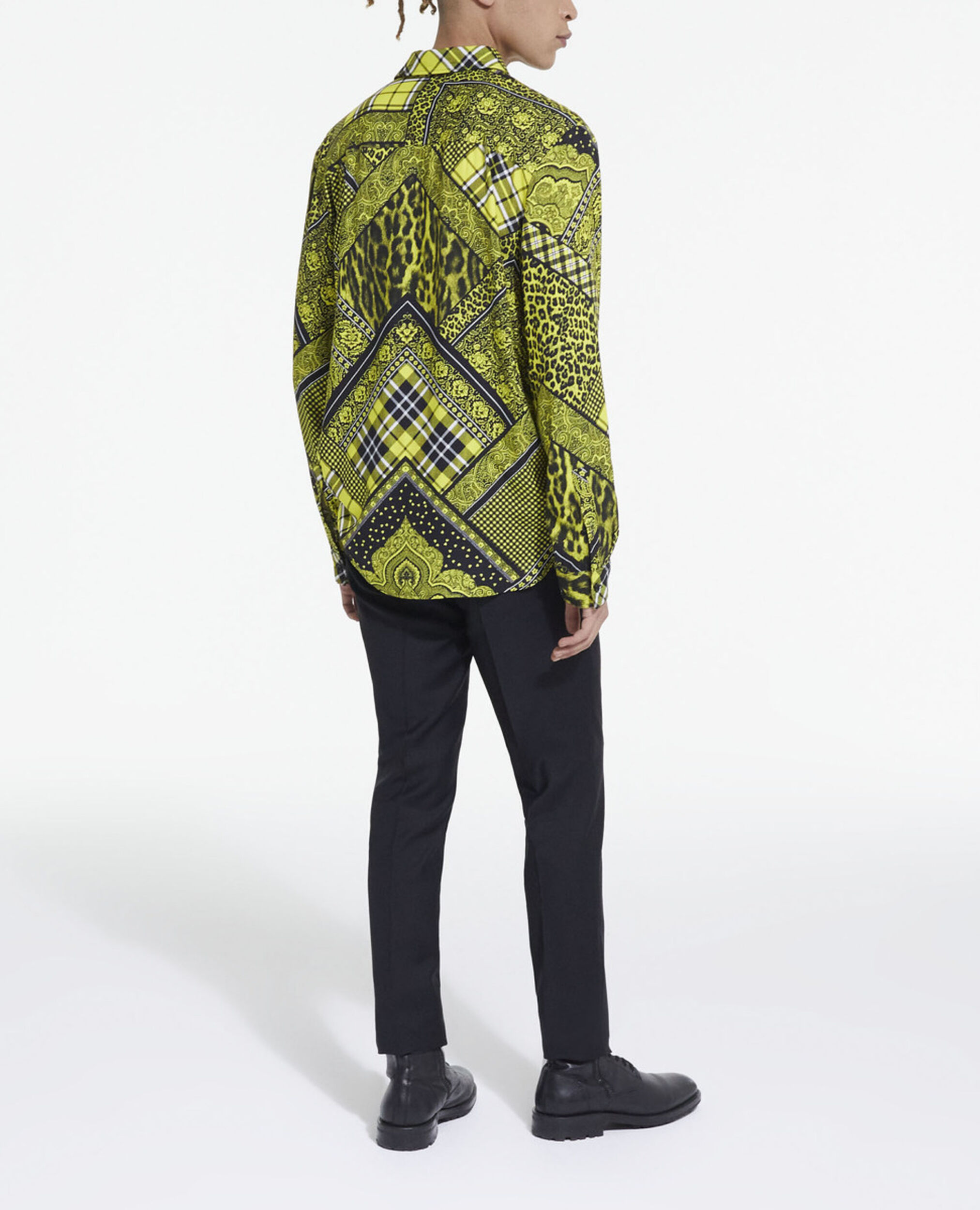 Printed shirt with classic collar, BLACK / YELLOW, hi-res image number null