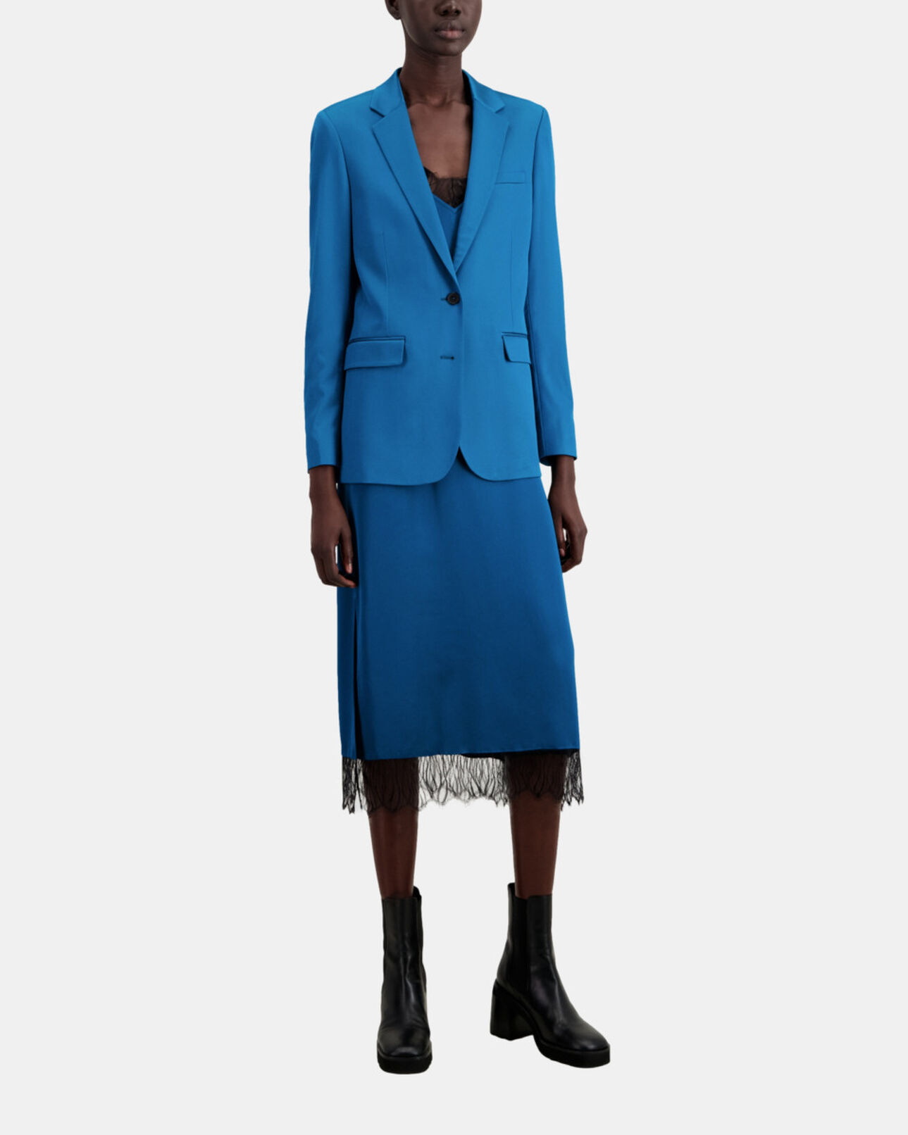 The Kooples WOMEN DEEP BLUE blue satin suit blazer