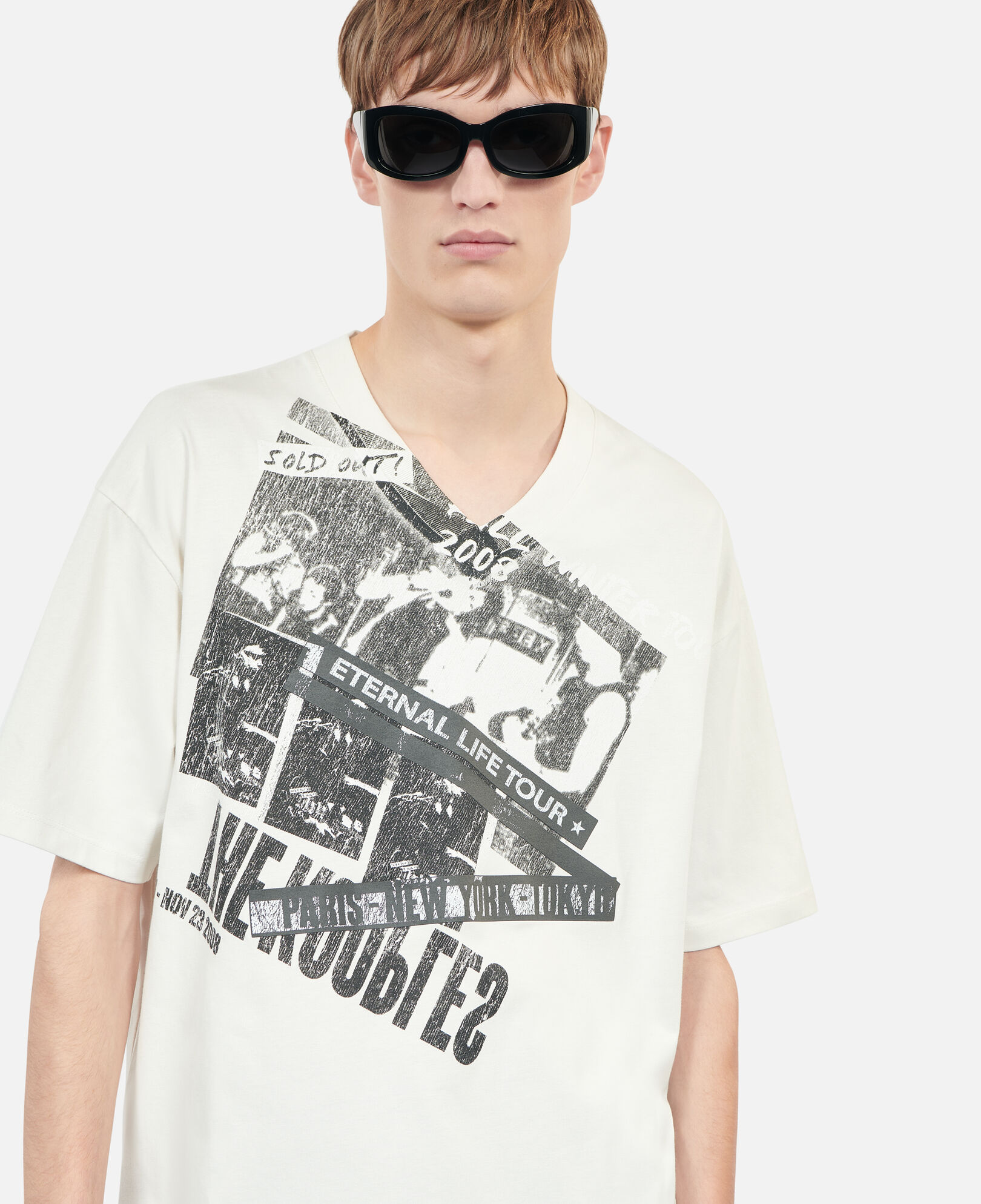 The Kooples HERREN ECRU ecrufarbenes t-shirt „eternal life tour“