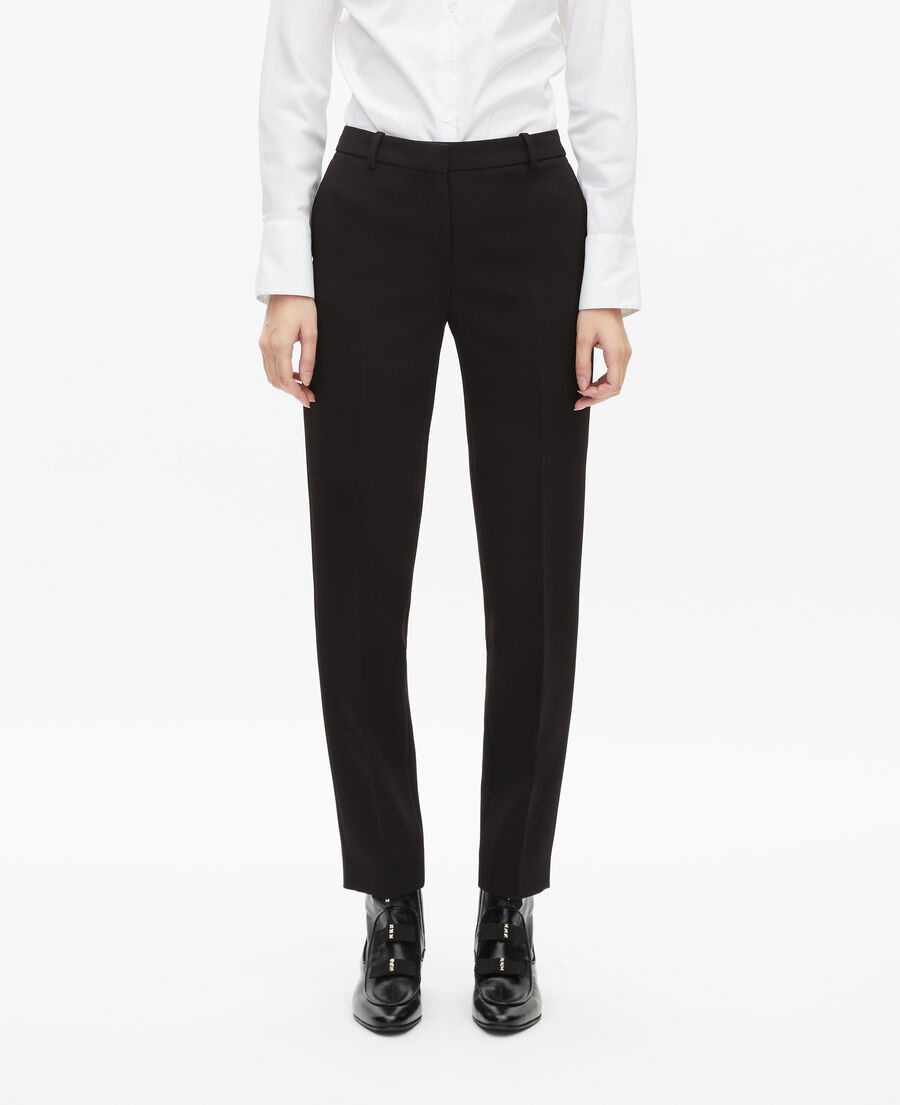 The Kooples FEMME BLACK pantalon tailleur en crêpe noir coupe tailleur droite
