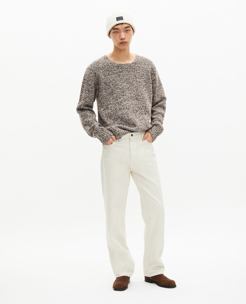 The Kooples HOMME BEIGE-BROWN pull mouliné beige et blanc