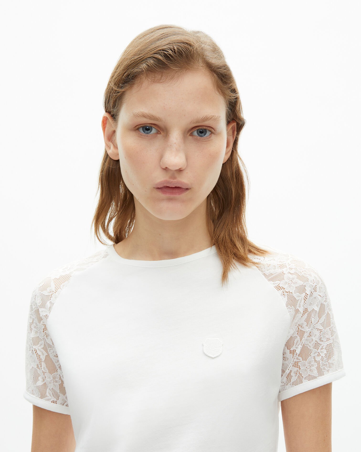 White lace sleeve t-shirt, ECRU, hi-res image number null