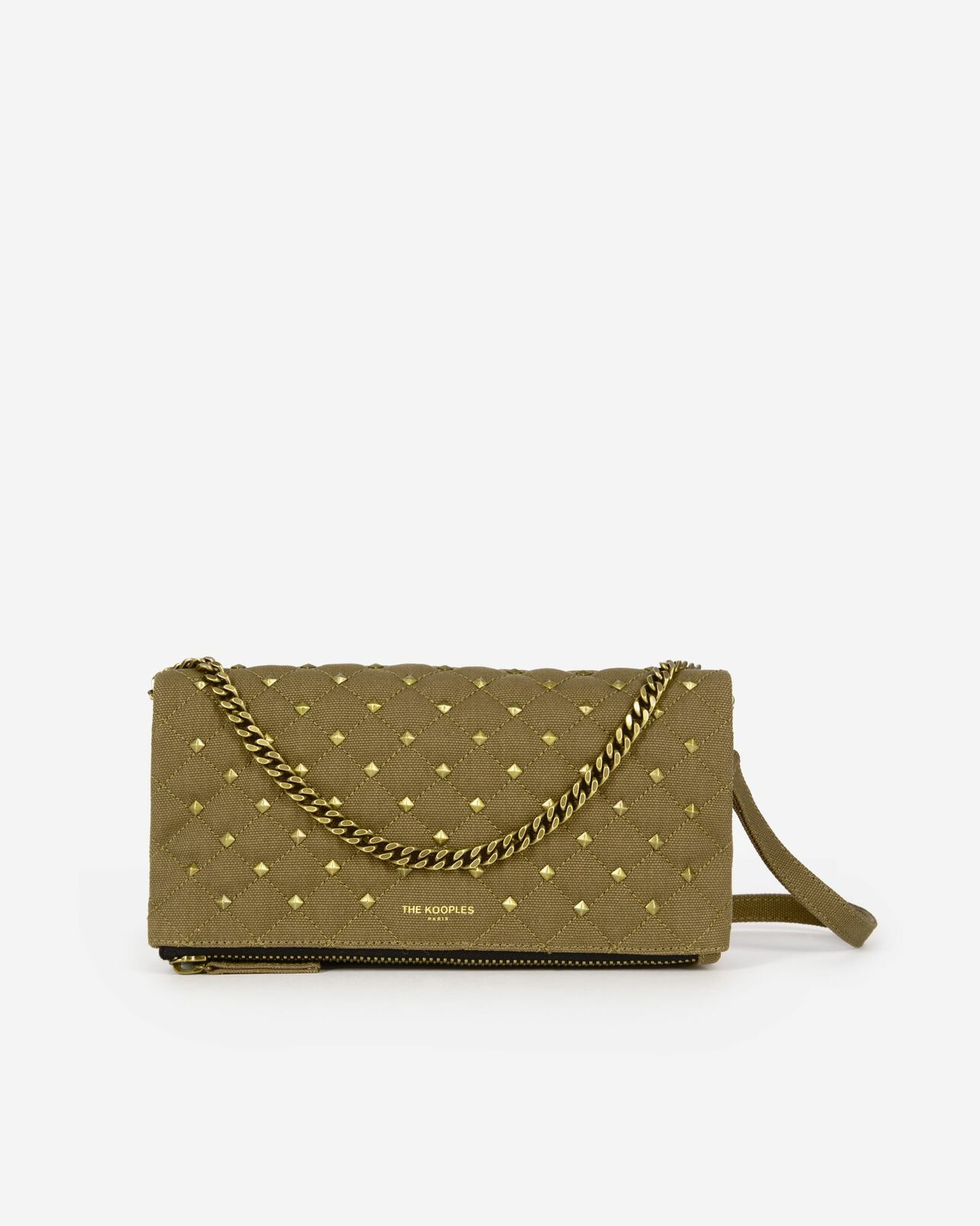 The Kooples WOMEN KAKI small khaki canvas heritage clutch bag