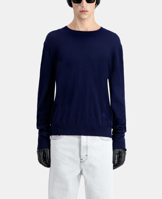 The Kooples HOMME NAVY pull bleu marine en laine m&eacute;rinos