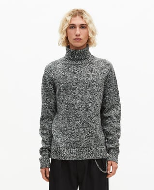 The Kooples MEN BLACK WHITE black and white turtleneck sweater