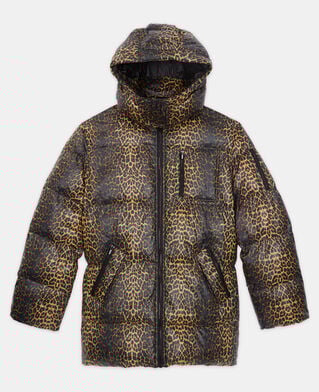 The Kooples FEMME LEOPARD doudoune oversize léopard bretelles logo