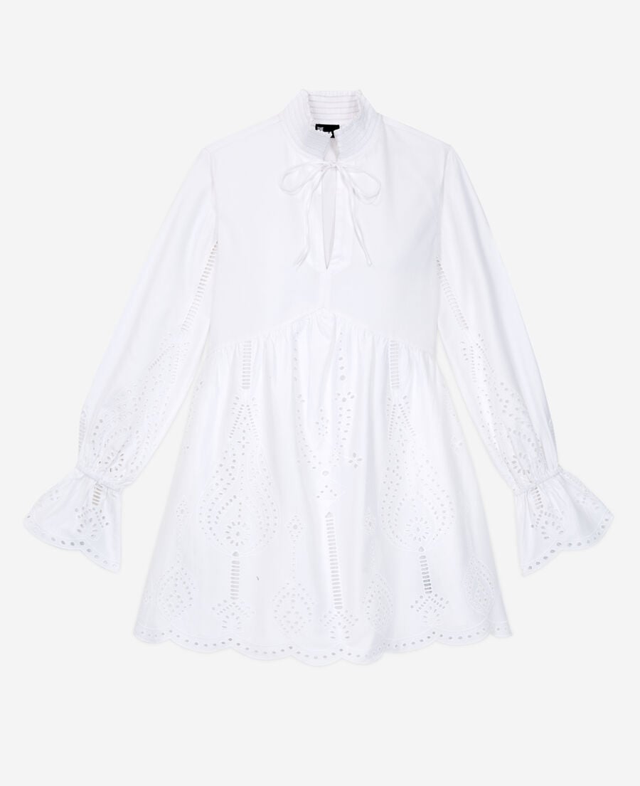 The Kooples FEMME WHITE robe courte blanche avec broderie anglaise