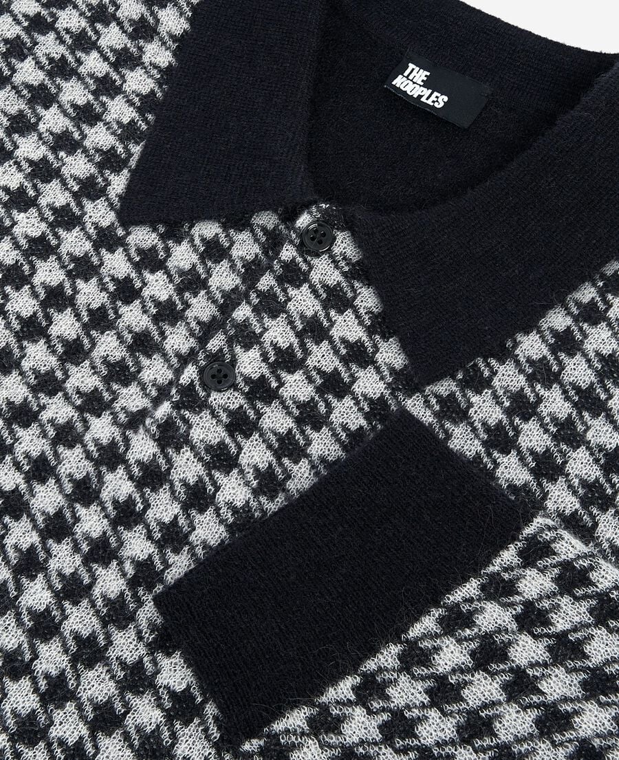 The Kooples HOMME BLACK WHITE pull en pied de poule noir