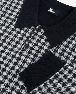 The Kooples HOMME BLACK WHITE pull en pied de poule noir