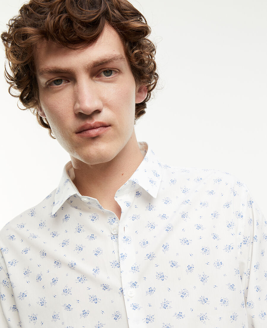 White cotton shirt with blue flowers | The Kooples - US