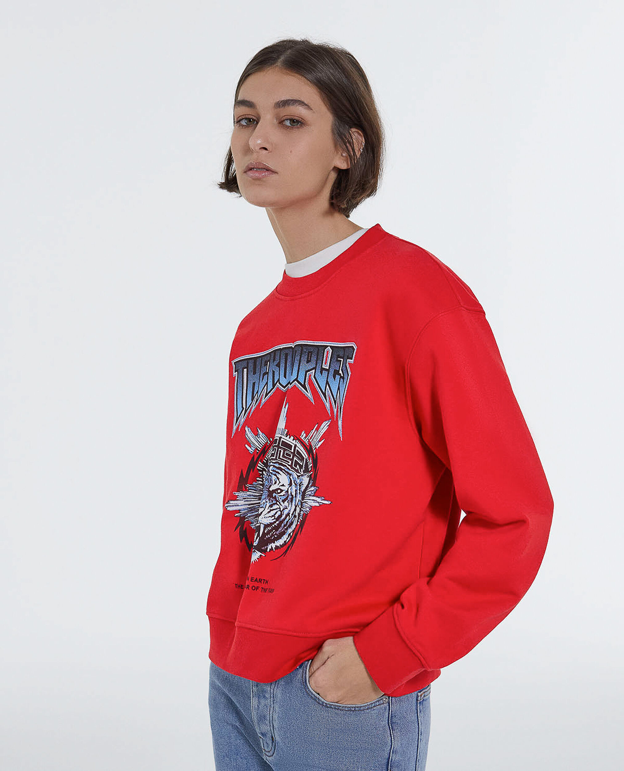 Tiger sweatshirt, RED, hi-res image number null