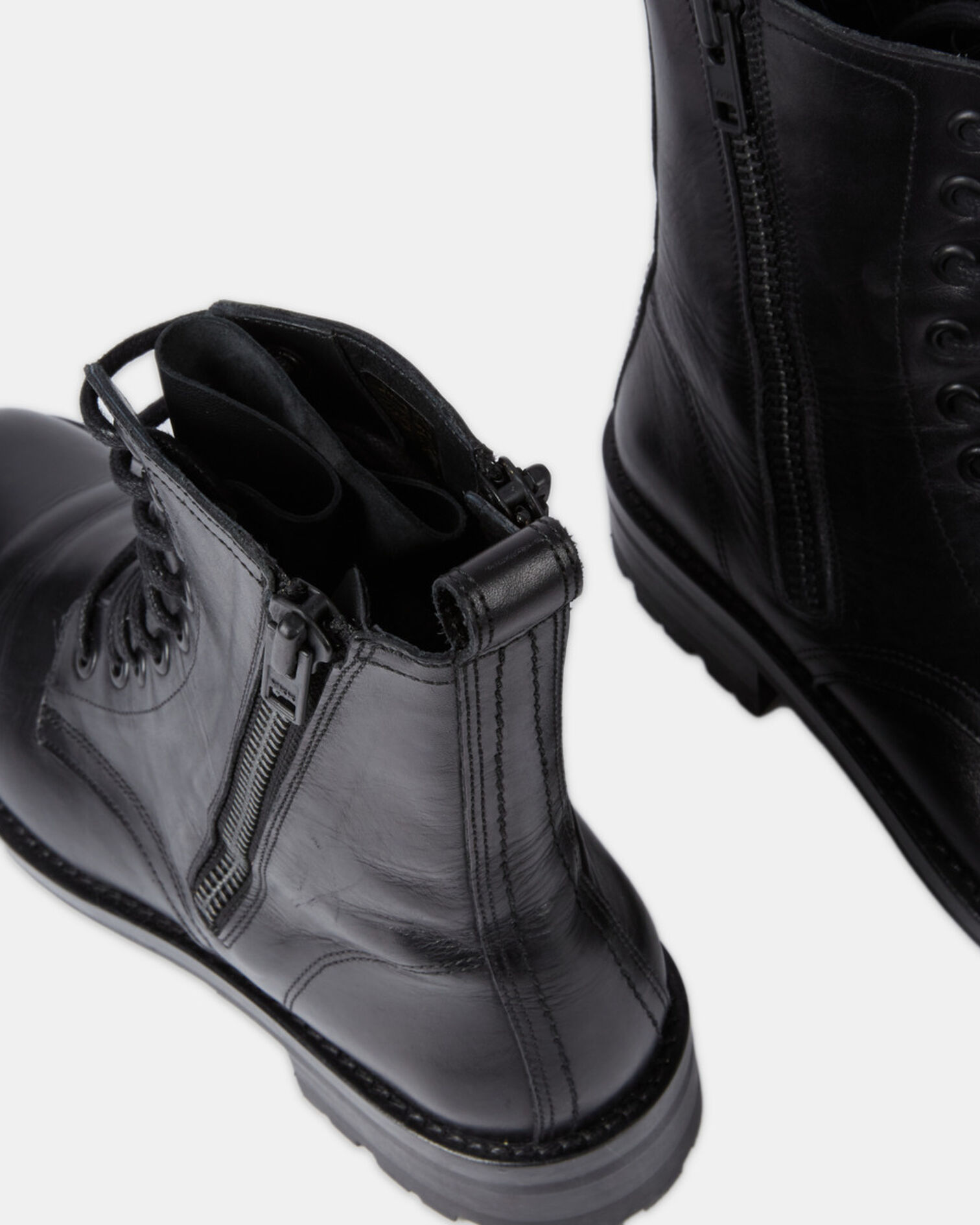 Black leather boots, BLACK, hi-res image number null