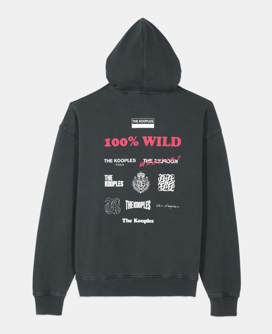 The Kooples H BLACK WASHED black 100% wild serigraphy sweatshirt