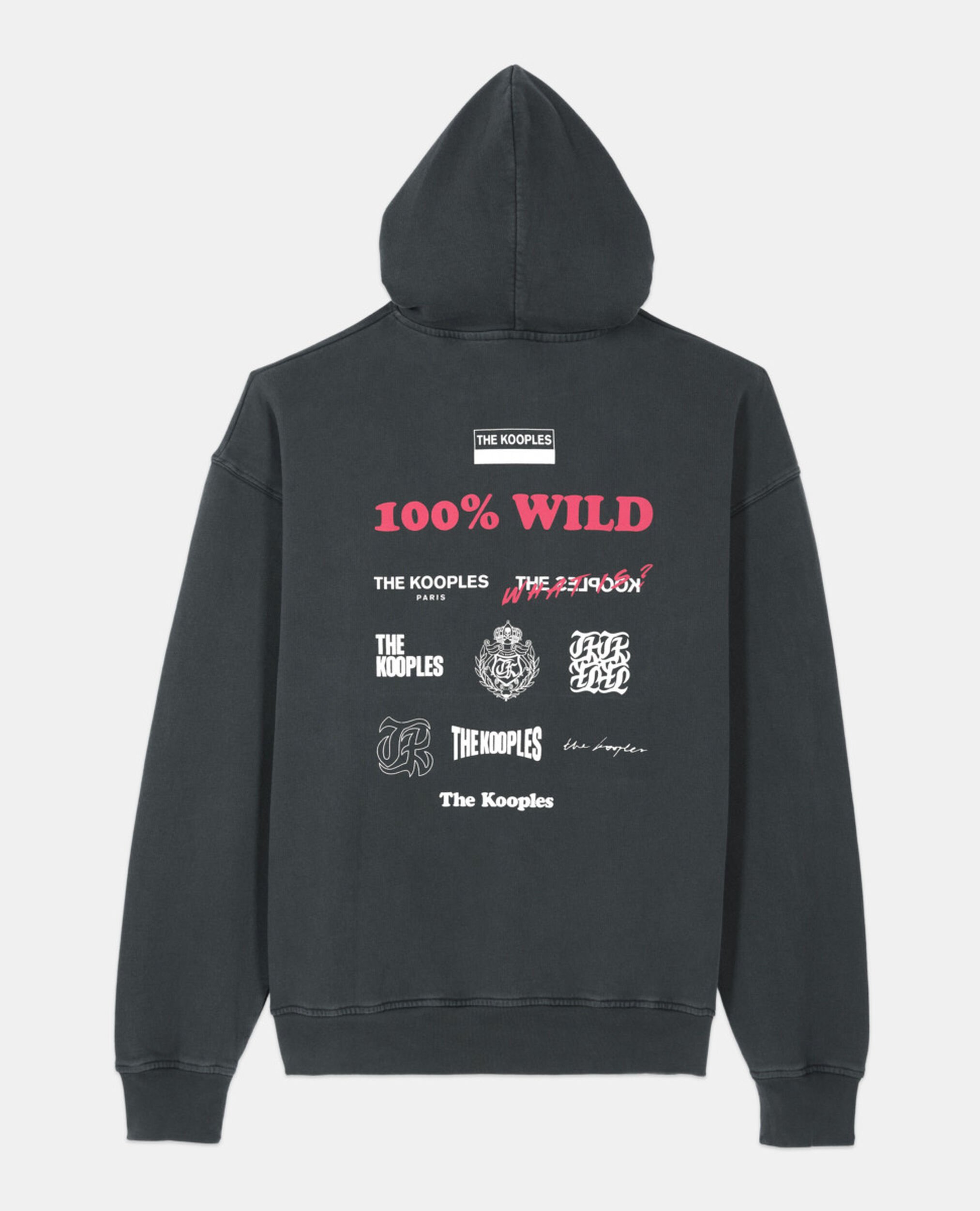 Black 100% Wild serigraphy sweatshirt, BLACK WASHED, hi-res image number null