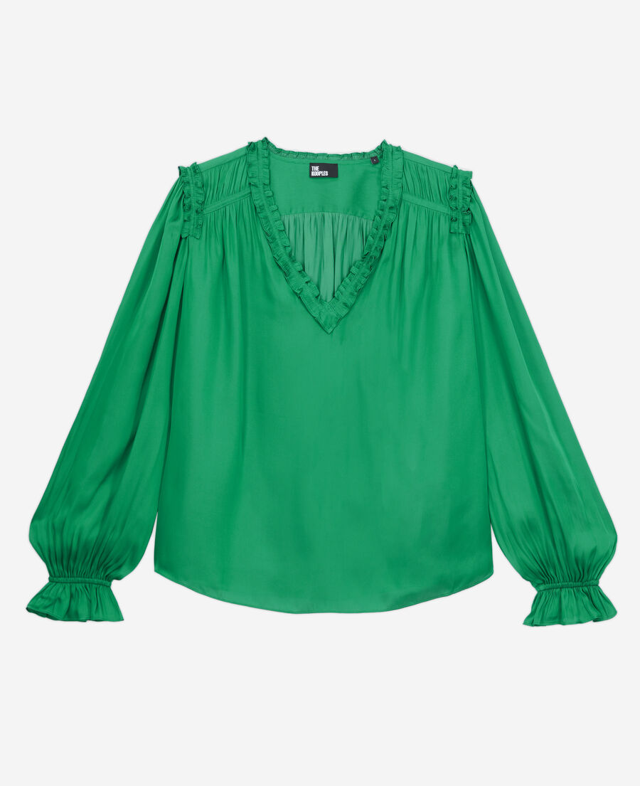 The Kooples FEMME GREEN top vert avec fronces