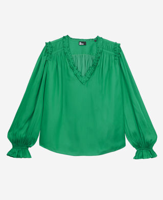 The Kooples FEMME GREEN top vert avec fronces