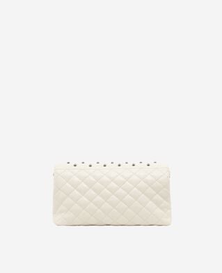 The Kooples F CREAM heritage small clutch bag in ecru leather