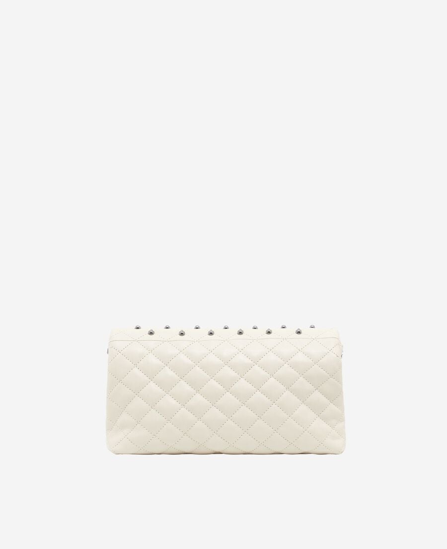 The Kooples F CREAM heritage small clutch bag in ecru leather