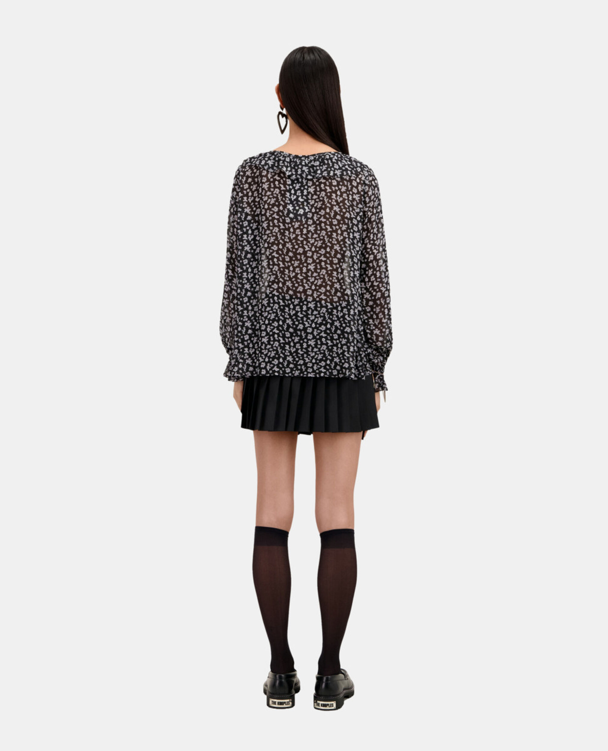 Top imprimé avec volants, BLACK-ECRU, hi-res image number null