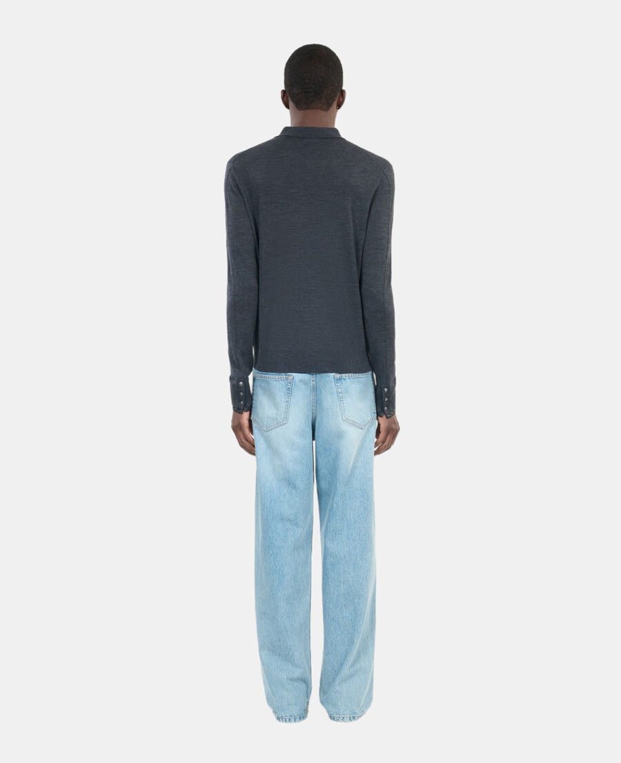 The Kooples MEN ANTHRACITE MELANGE grey wool sweater