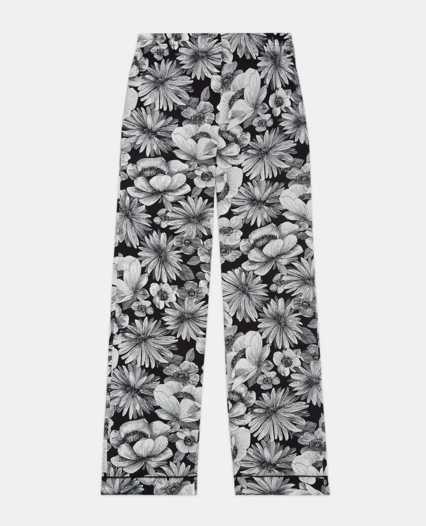 The Kooples WOMEN BLACK WHITE floral silk pants