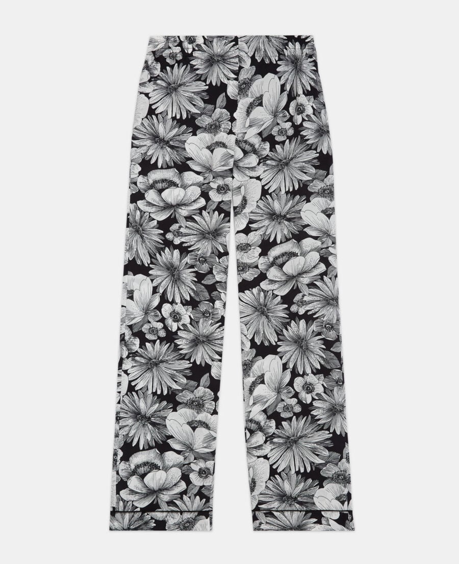 The Kooples WOMEN BLACK WHITE floral silk pants