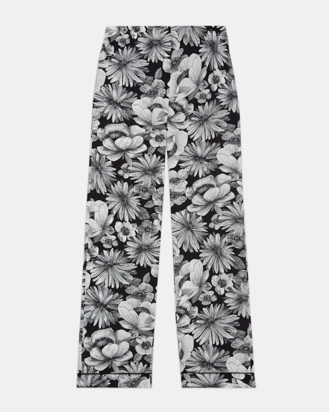 The Kooples FEMME BLACK WHITE pantalon en soie fleuri