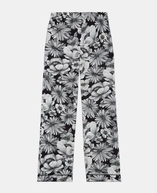 The Kooples WOMEN BLACK WHITE floral silk pants