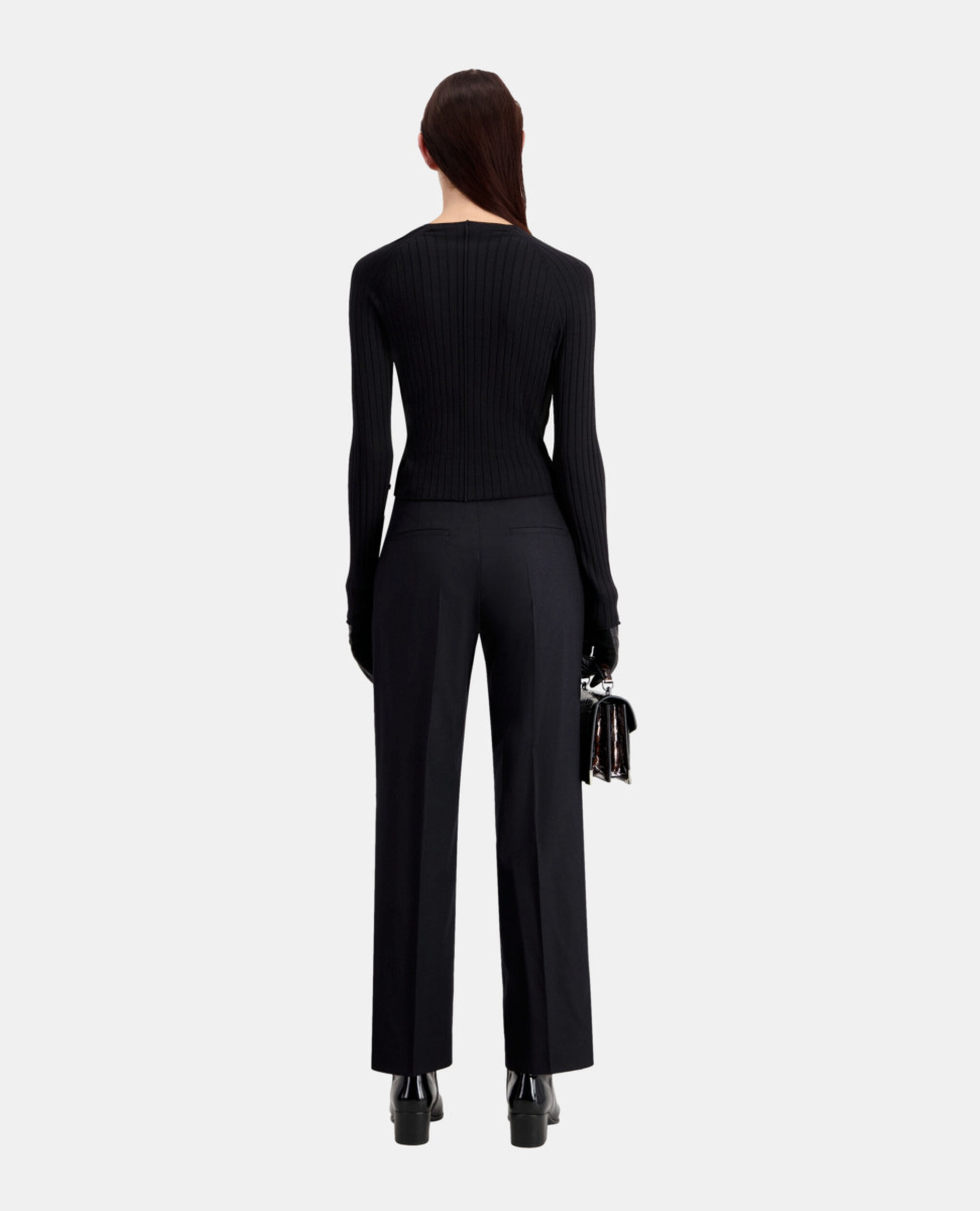 Black ribbed sweater, BLACK, hi-res image number null