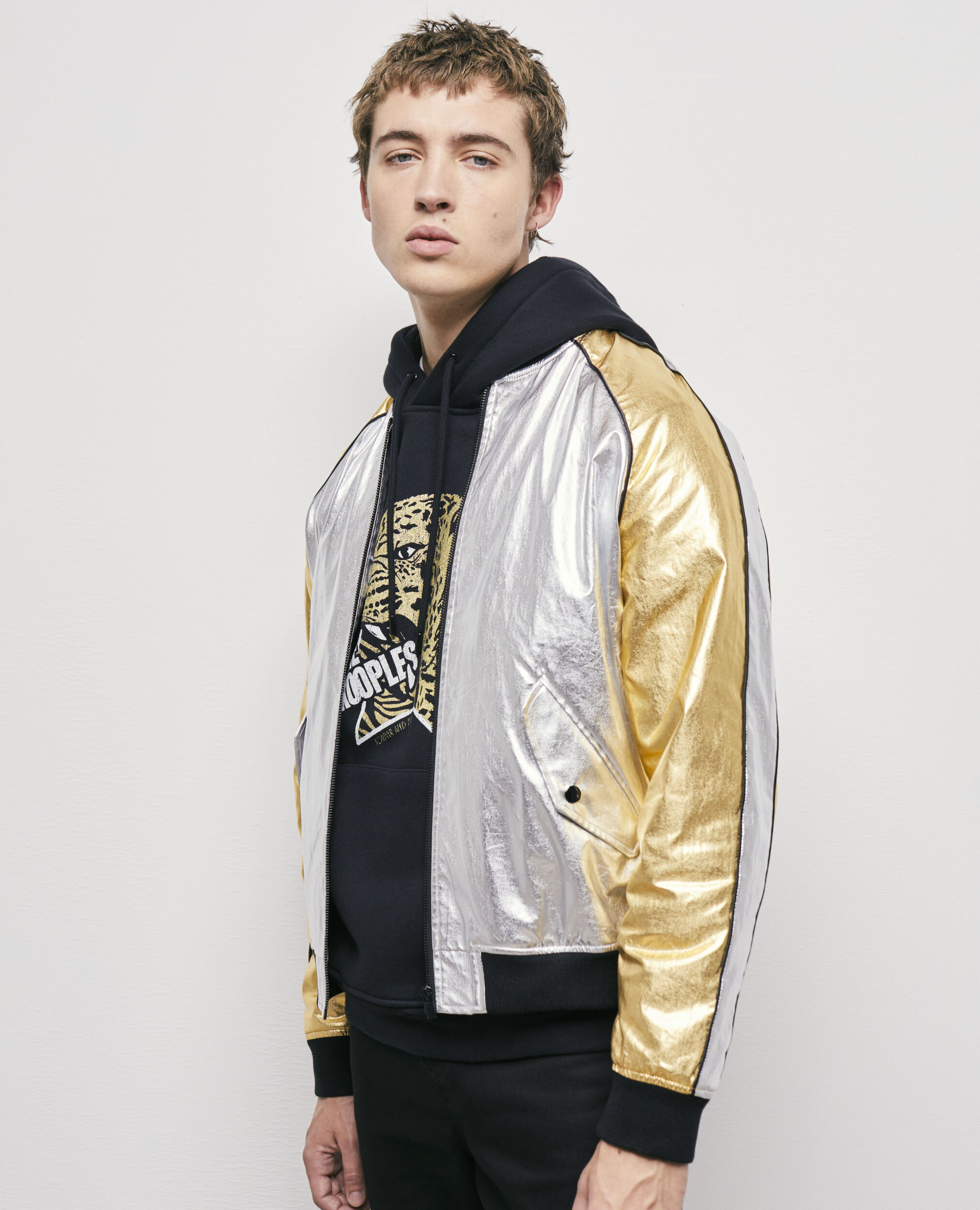 Two-tone bomber jacket, SILVER / GOLD, hi-res image number null