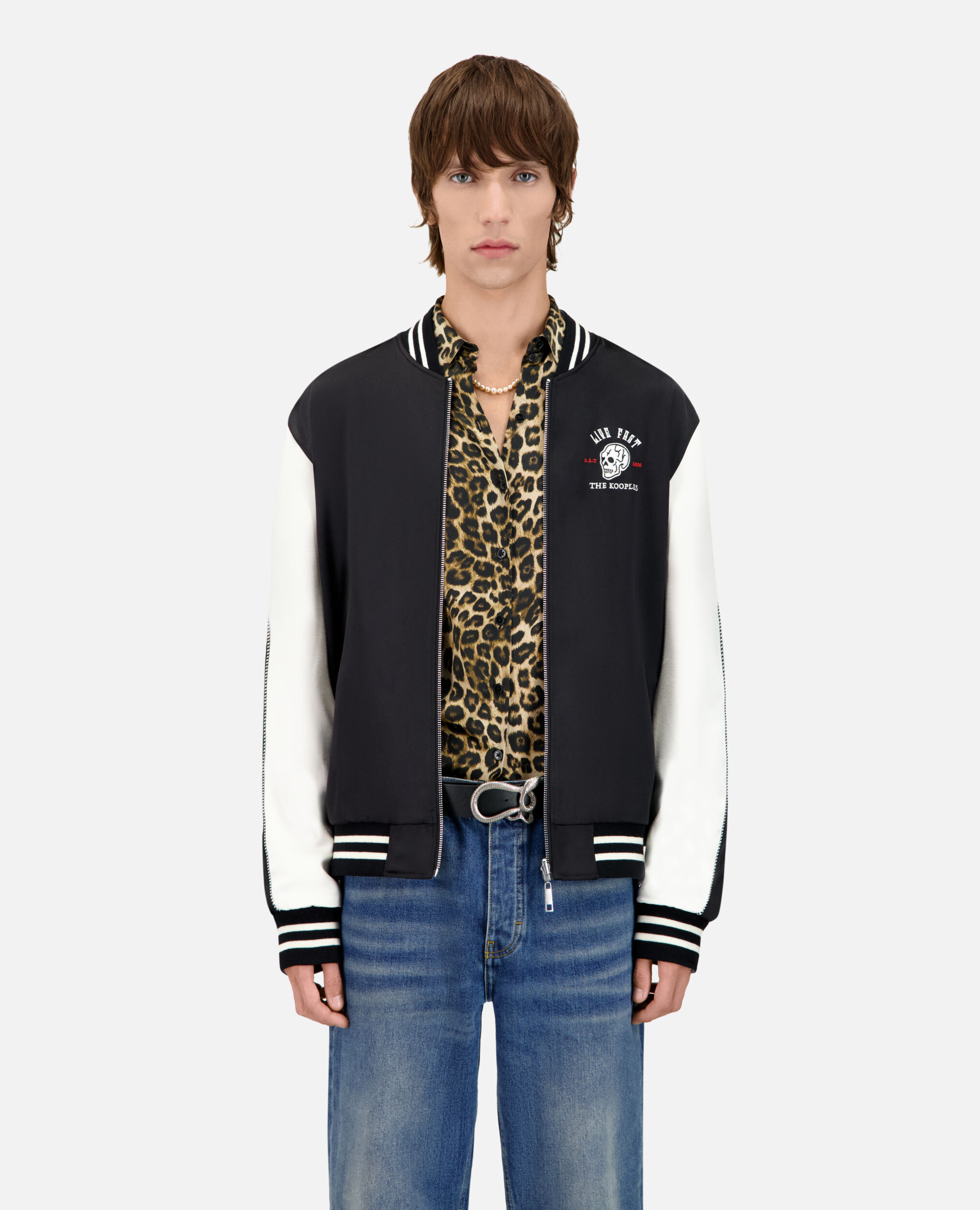 Satin black reversible jacket with Tiger embroidery, BLACK, hi-res image number null