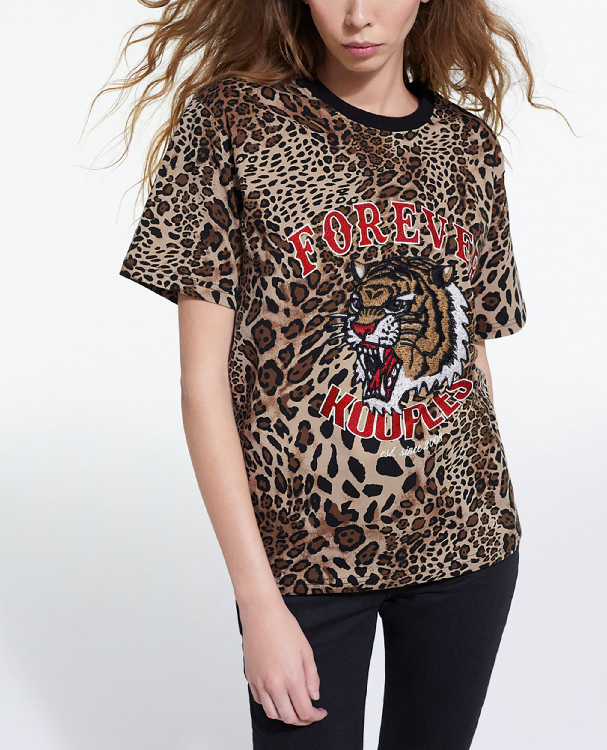 Cotton T-shirt with leopard print, LEOPARD, hi-res image number null