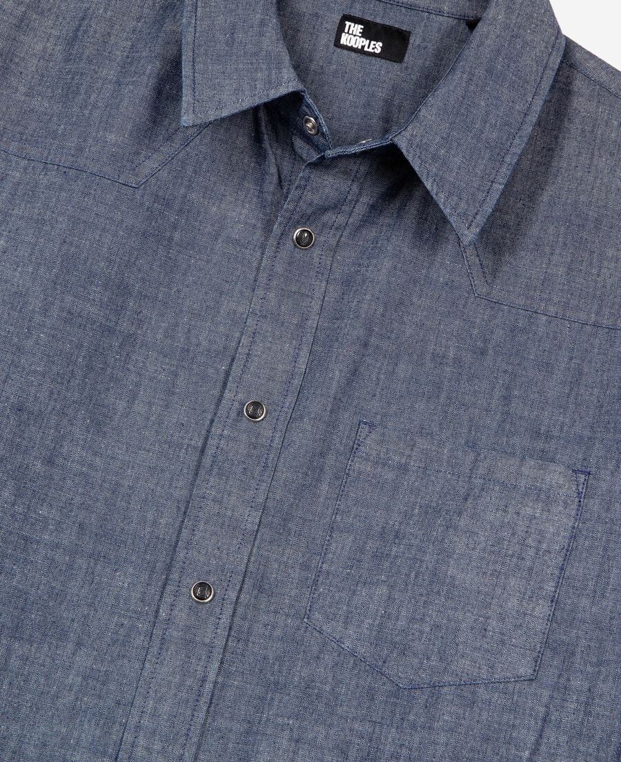 The Kooples HOMME BLUE ELECTRIC chemise en denim brut bleue