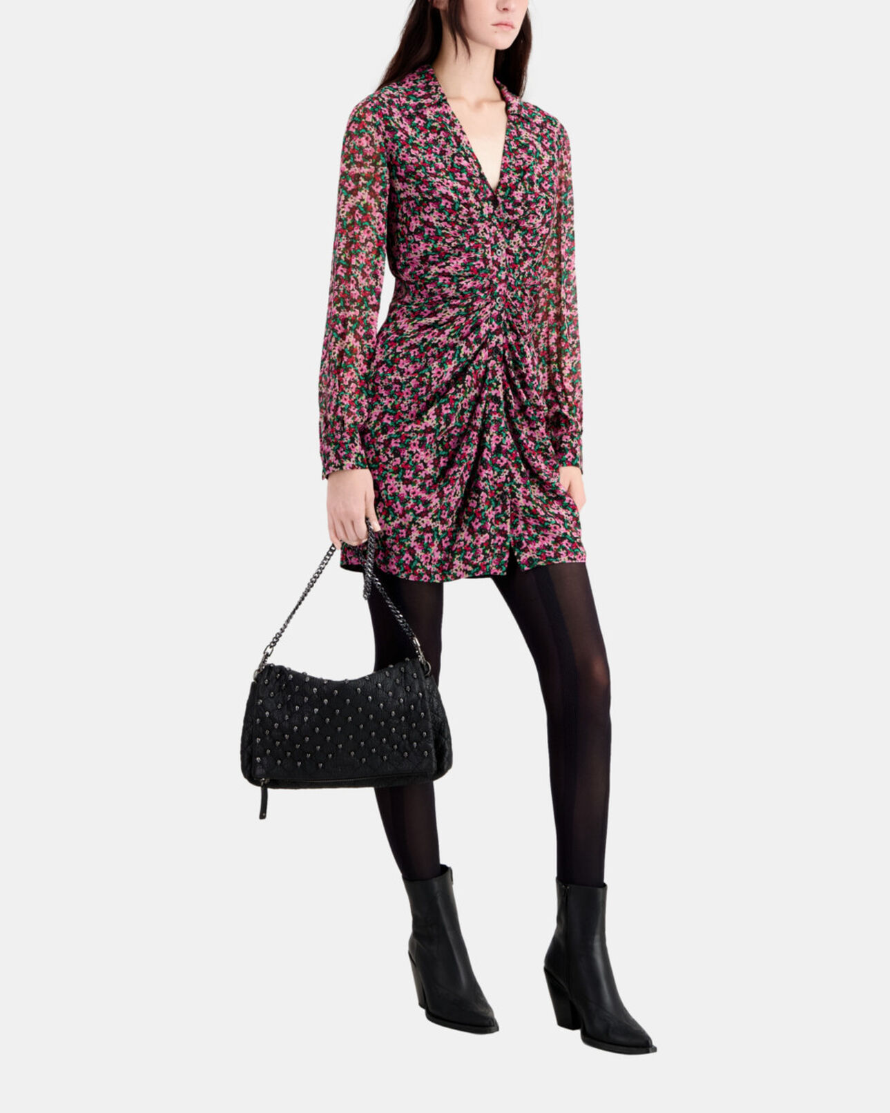 The Kooples MUJER MULTICOLOR vestido estampado corto fruncidos