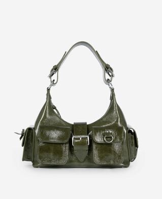 The Kooples FEMME OLIVE sac amelia en cuir craquelé vert