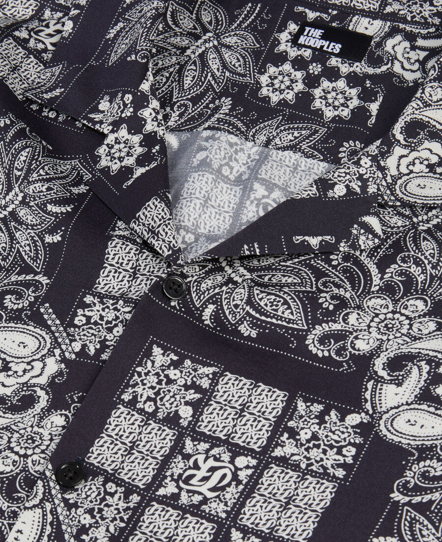 The Kooples H NAVY / WHITE printed short-sleeved shirt