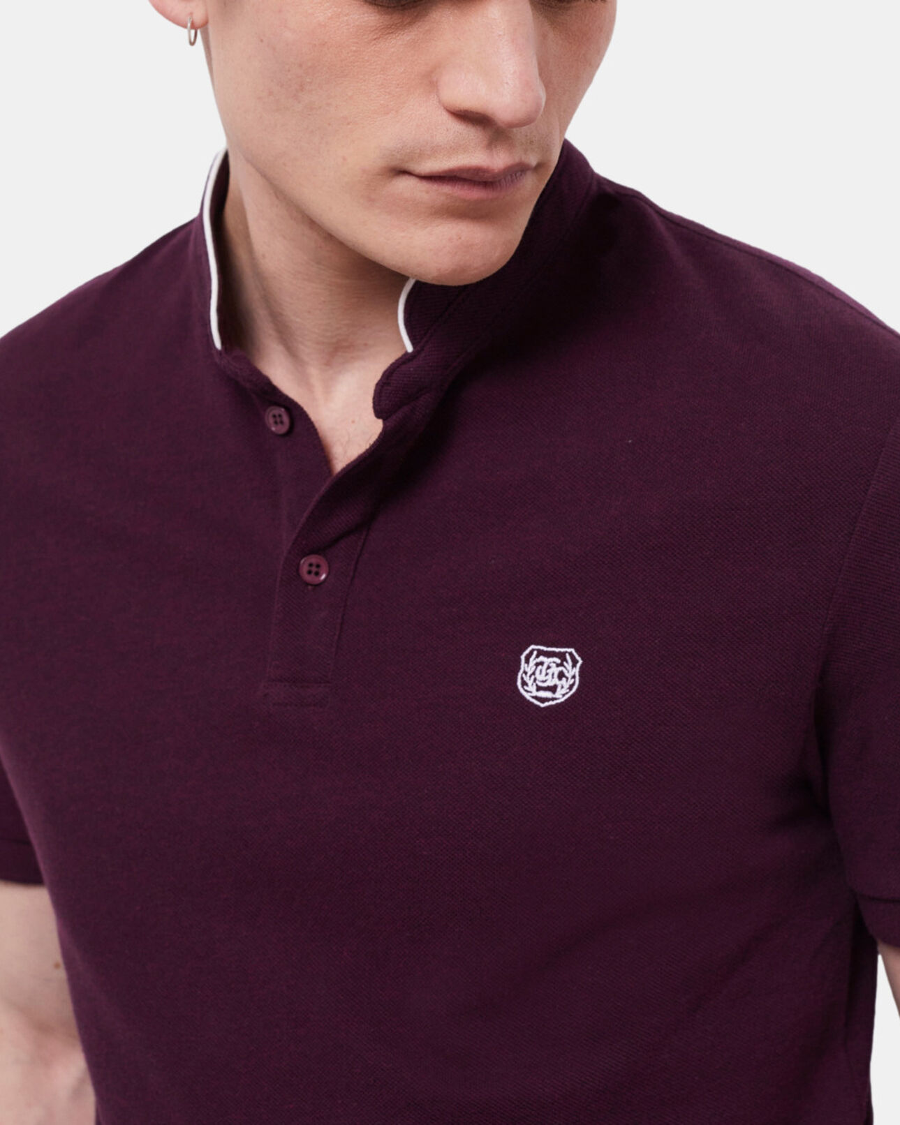 The Kooples HERREN BORDEAUX rotes poloshirt mit offizierskragen
