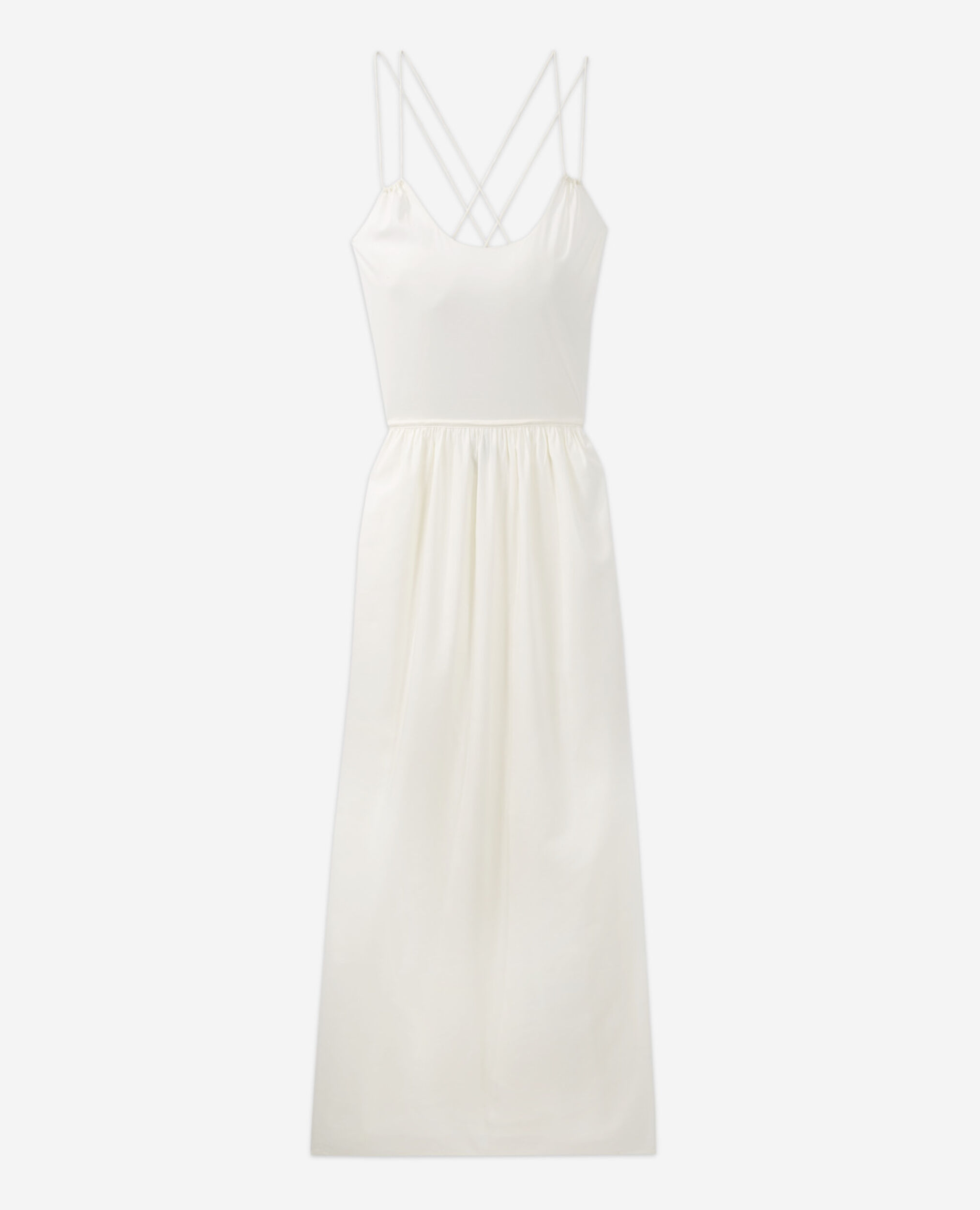 Ecru long summer dress with thin straps, OFF WHITE, hi-res image number null