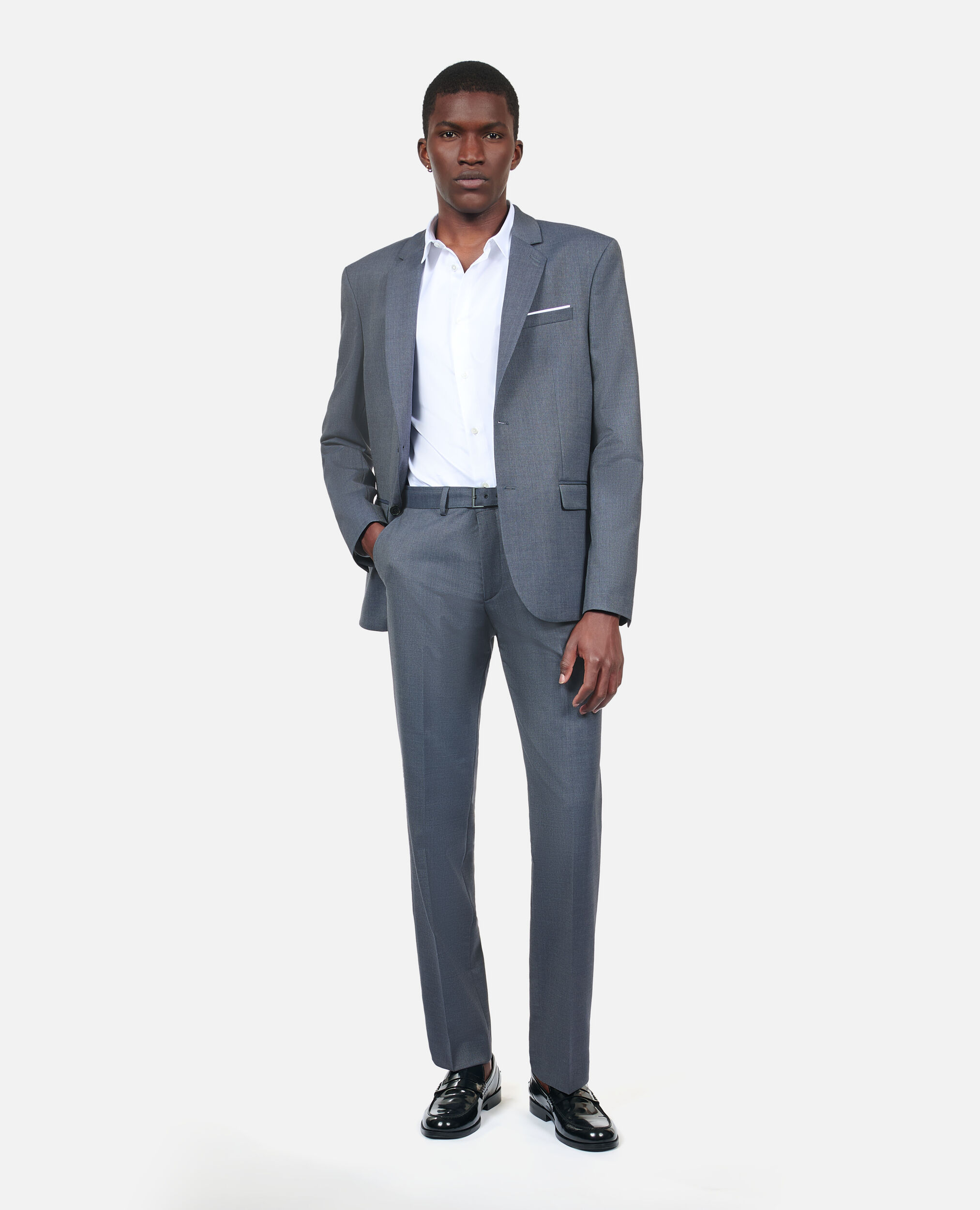 Grey wool suit jacket shop