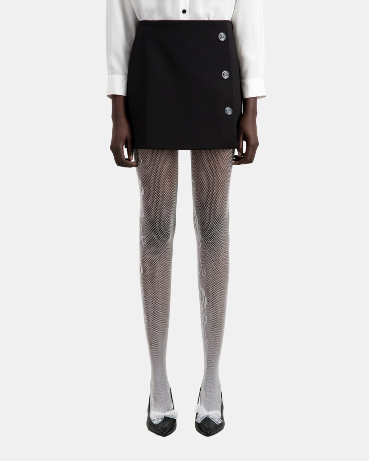 The Kooples WOMEN BLACK short black crepe skirt