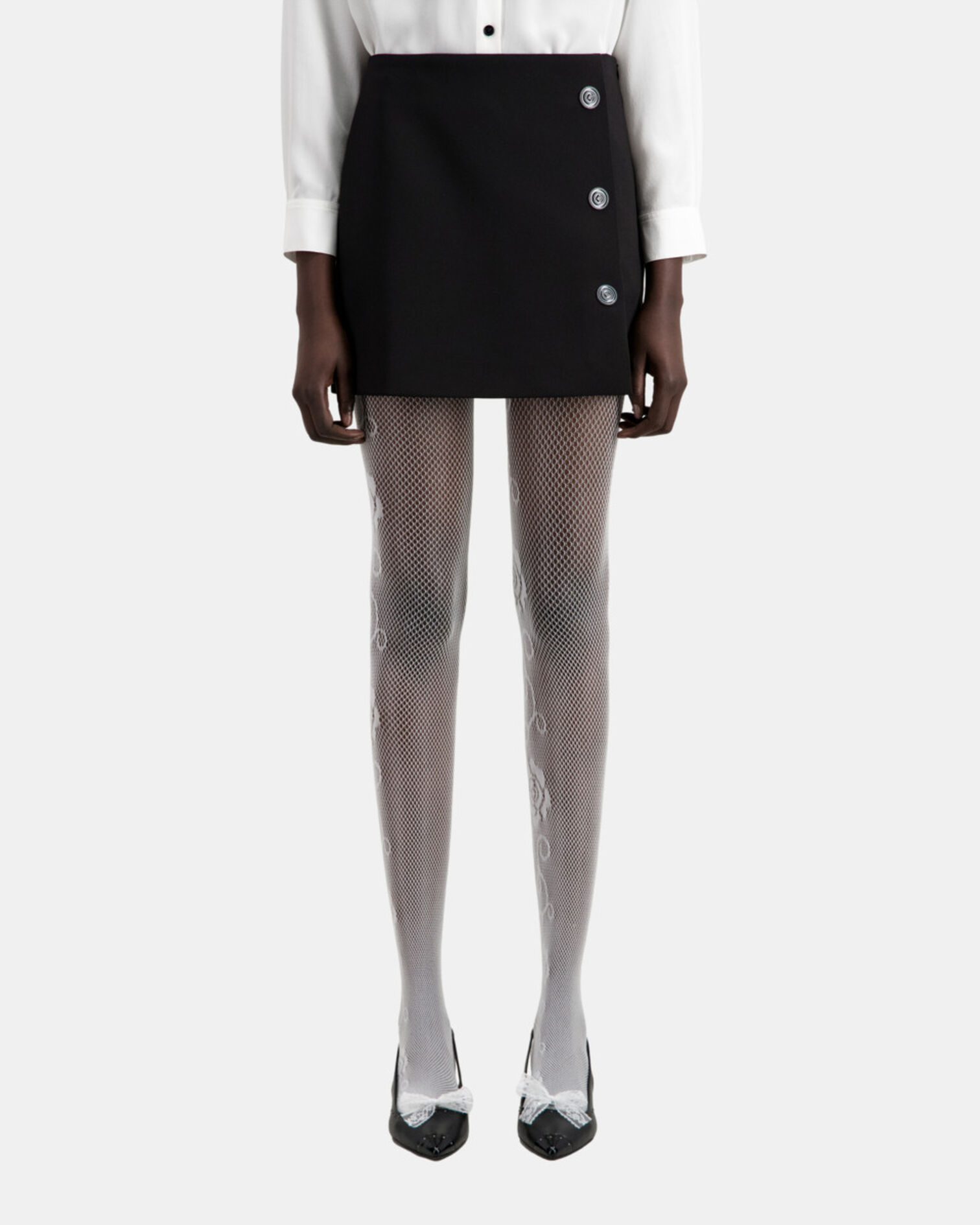 Short black crepe skirt, BLACK, hi-res image number null