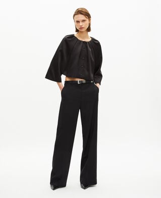 The Kooples FEMME BLACK veste courte effet cape en satin noire