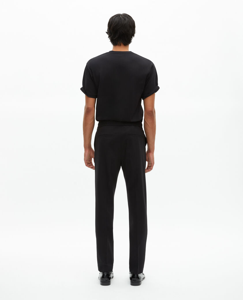 The Kooples MEN BLACK black wool straight elasticated trousers