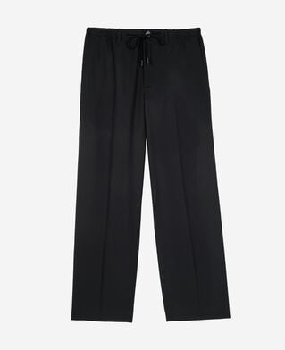 The Kooples HOMME BLACK pantalon droit en laine noir
